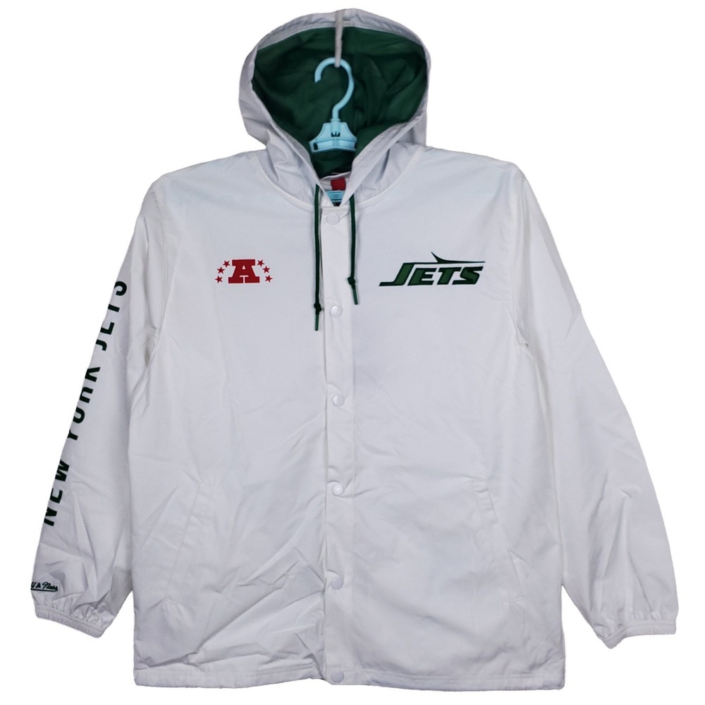 New York Jets Mitchell & Ness NFL Large Windbreaker Jacket White NWT